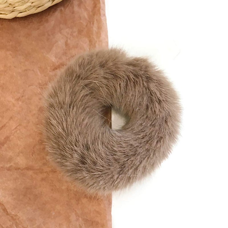 DINPREY 8 Pack Teddy Faux Fur Hair Scrunchies, Rabbit Fluffy Maomao Hair Bands for Women Girl kid's (8 PCS, Artificial Rabbit Fur) - Image 5